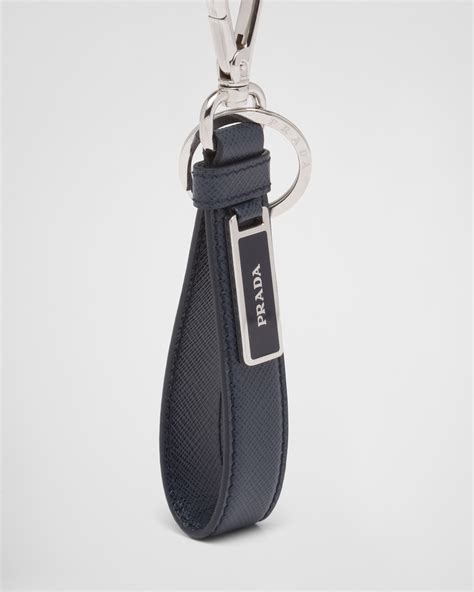 sea blue prada keyholder|Baltic Blue Saffiano Leather Keychain .